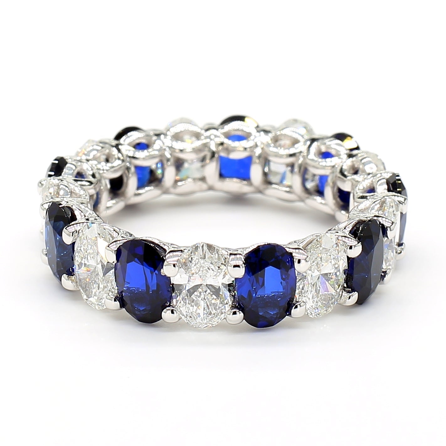 Jewels by Ray 14K White Gold Eternity Band Ring Pear-Shaped and Diamonds for Women