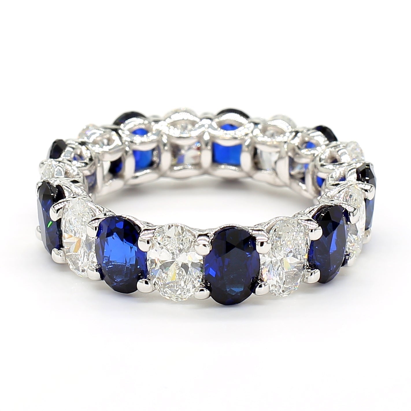 Jewels by Ray 14K White Gold Eternity Band Ring Pear-Shaped and Diamonds for Women