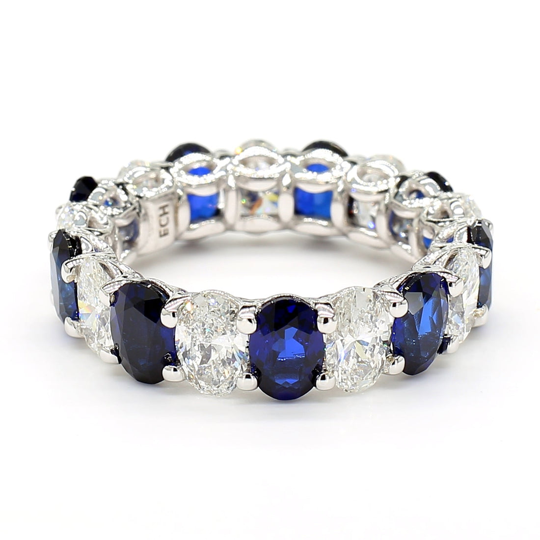 Jewels by Ray 14K White Gold Eternity Band Ring Pear-Shaped and Diamonds for Women